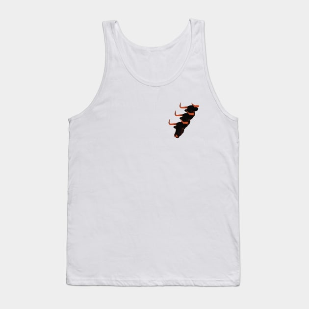 Red Triple Taurus Tank Top by HERMETICSUPPLY